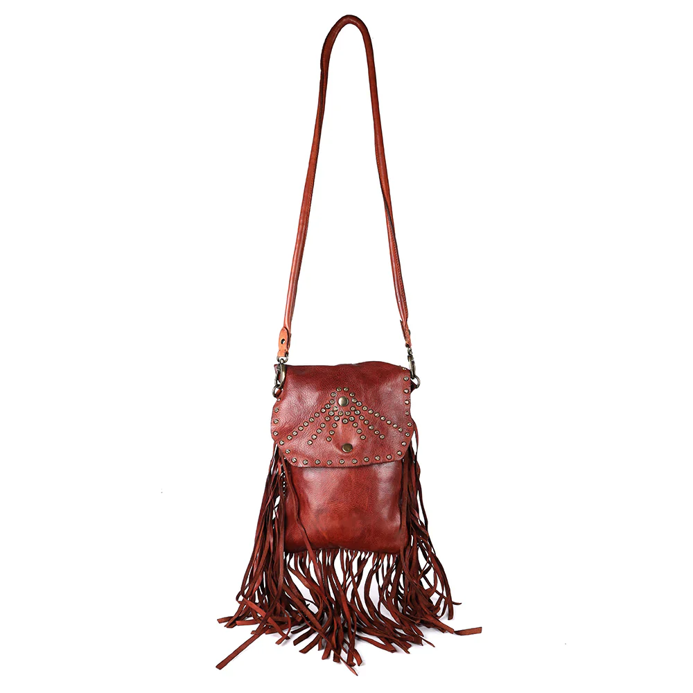 Spaghetti Western Large Crossbody Vintage Handmade Drum Dyed Genuine European Cowhide Leather Bag SWC150CG - Image 4
