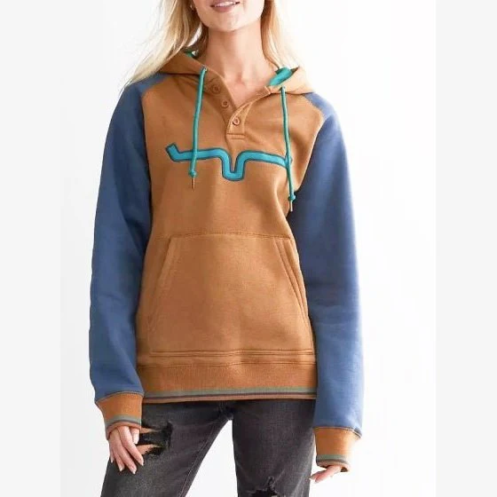 Kimes Ranch Women’s Hoodie Loose Fit Pullover Buttons Amigo Brown - Clearance - Image 2