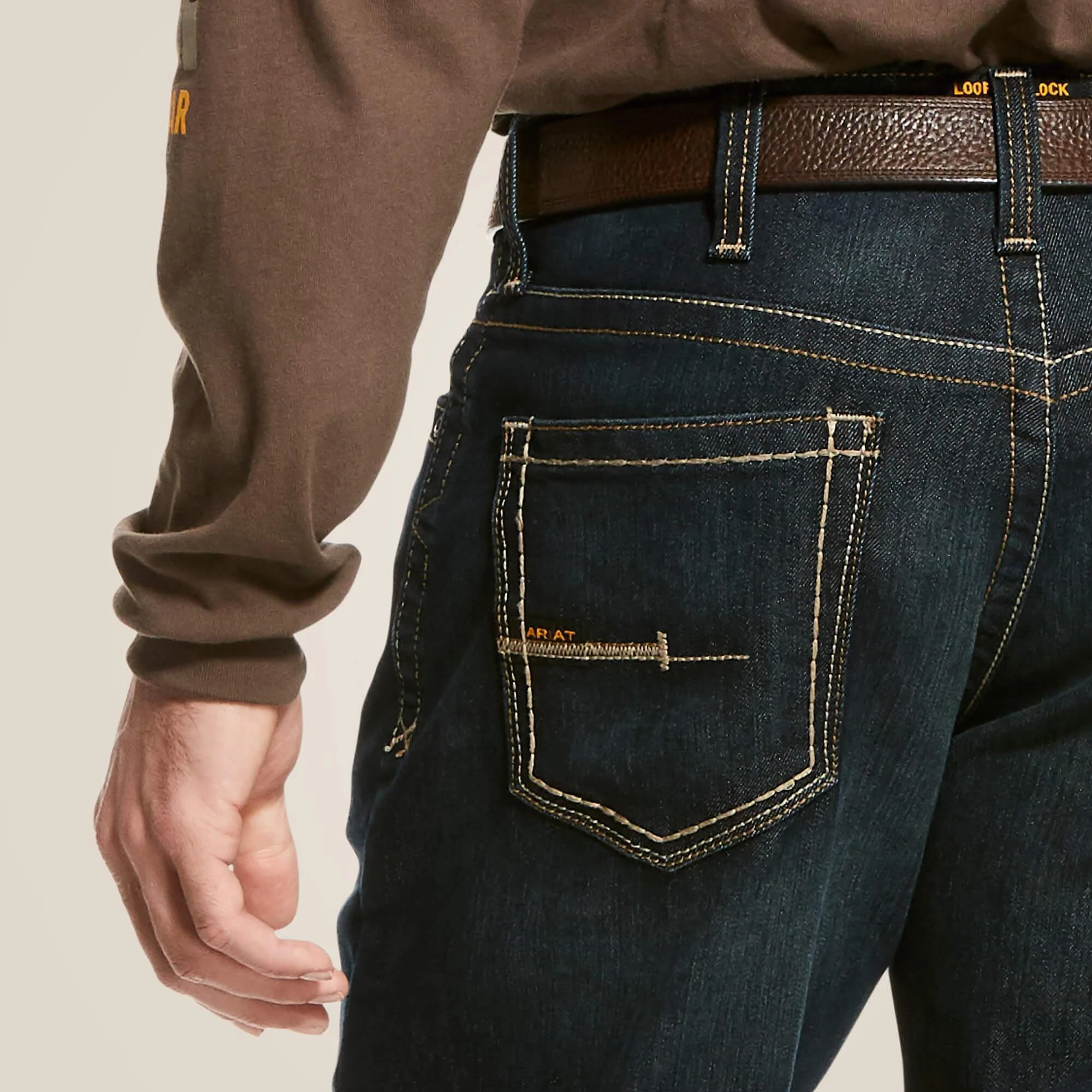 Ariat Men's Rebar M4 Relaxed DuraStretch Edge Stackable Straight Leg Jean - Image 3