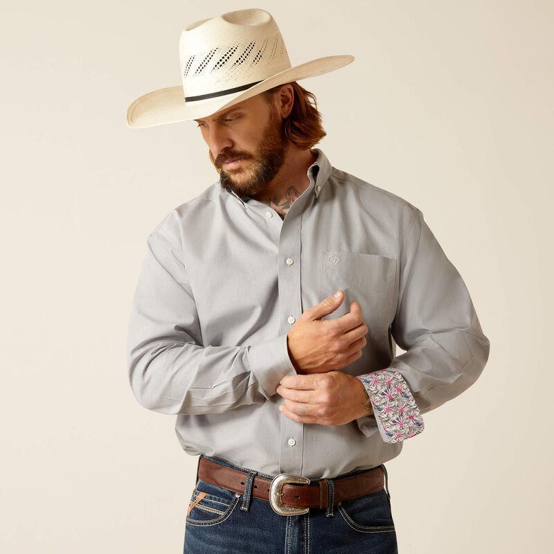 Ariat Men's Western Shirt Classic Fit Long Sleeve Wrinkle Free Solid Pinpoint Oxford