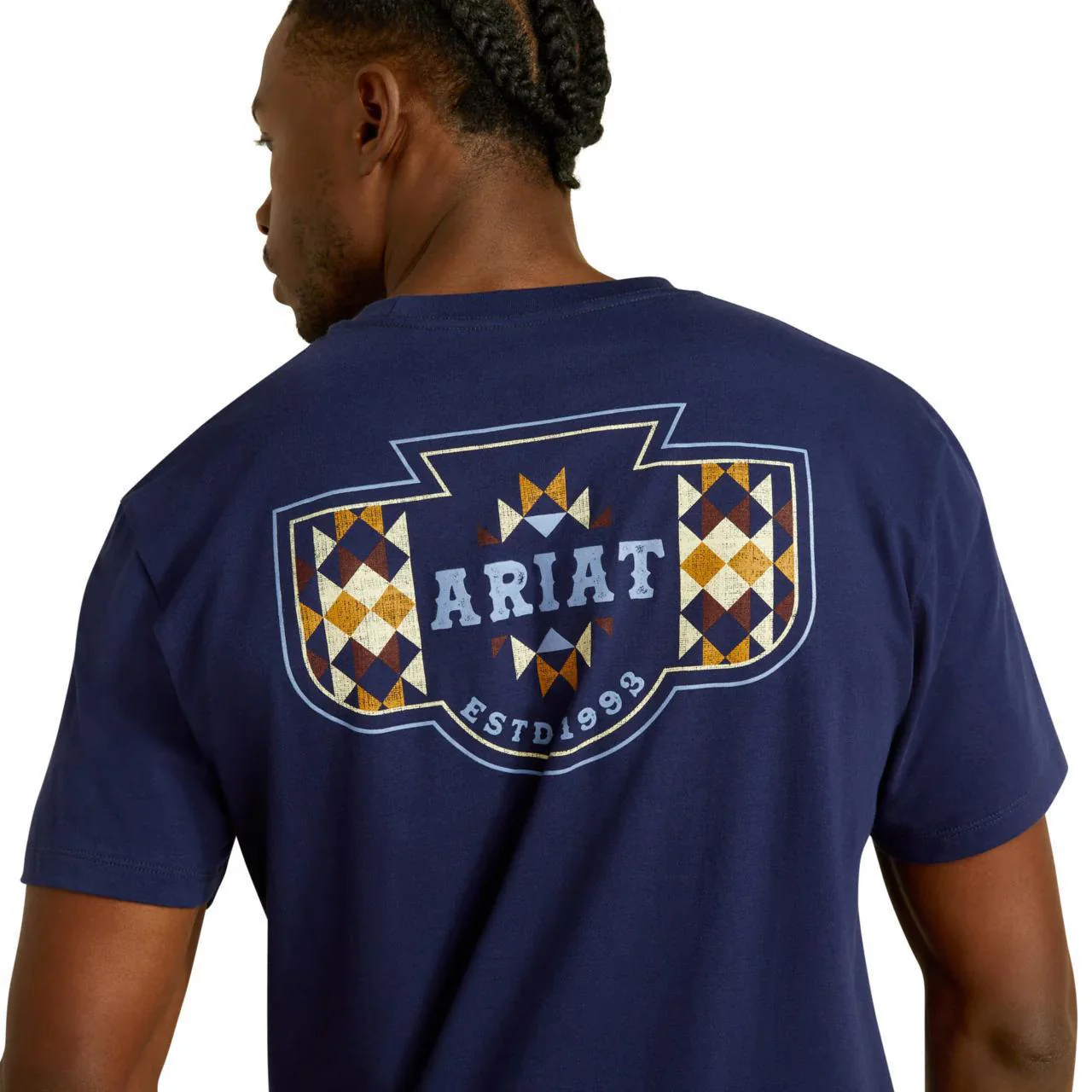 Ariat Men's Woven West Graphic Medieval Blue T-Shirt - Image 2