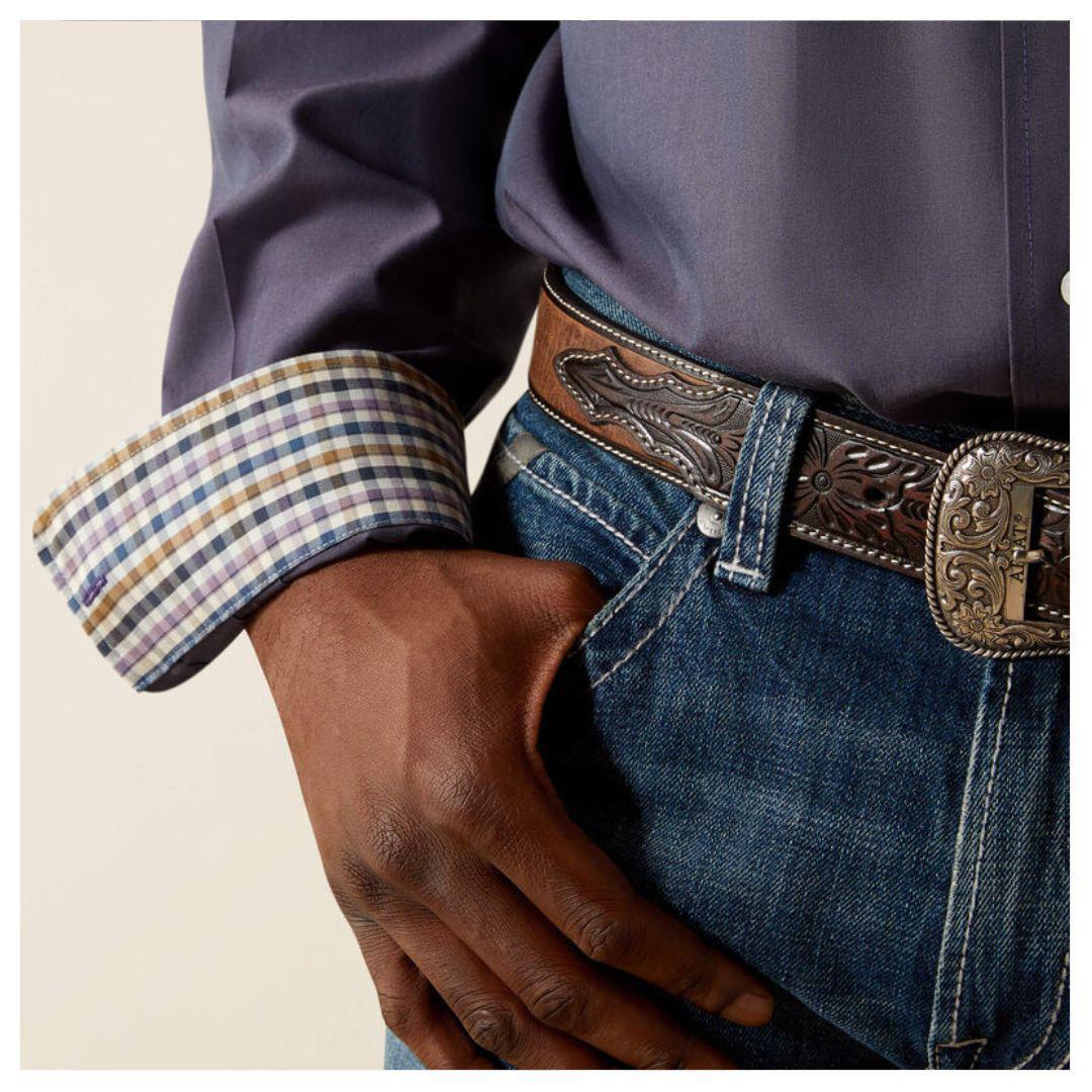 Ariat Men's Wrinkle Free Solid Pinpoint Oxford Classic Long sleeve Fit Shirt - Image 5