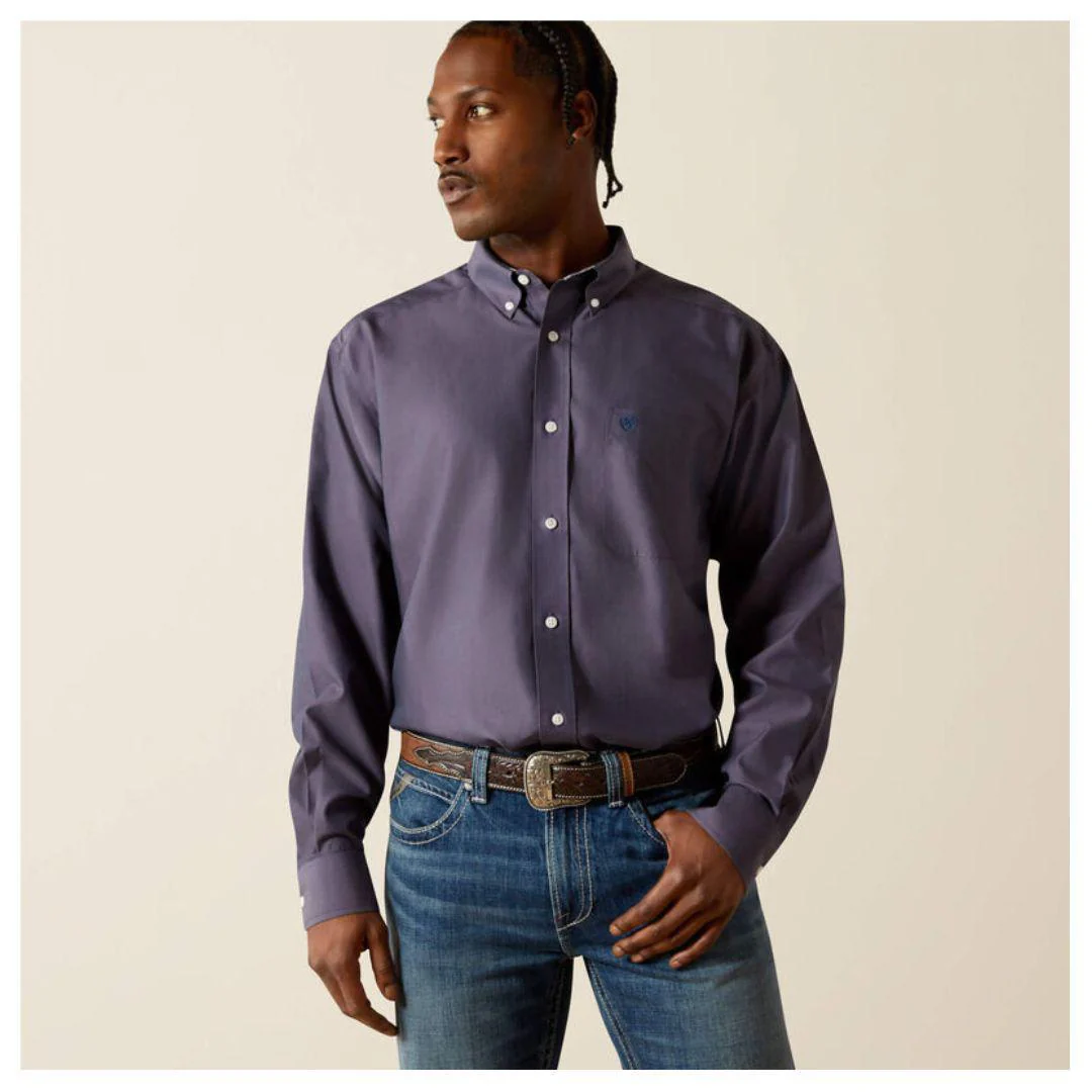 Ariat Men's Wrinkle Free Solid Pinpoint Oxford Classic Long sleeve Fit Shirt - Image 6