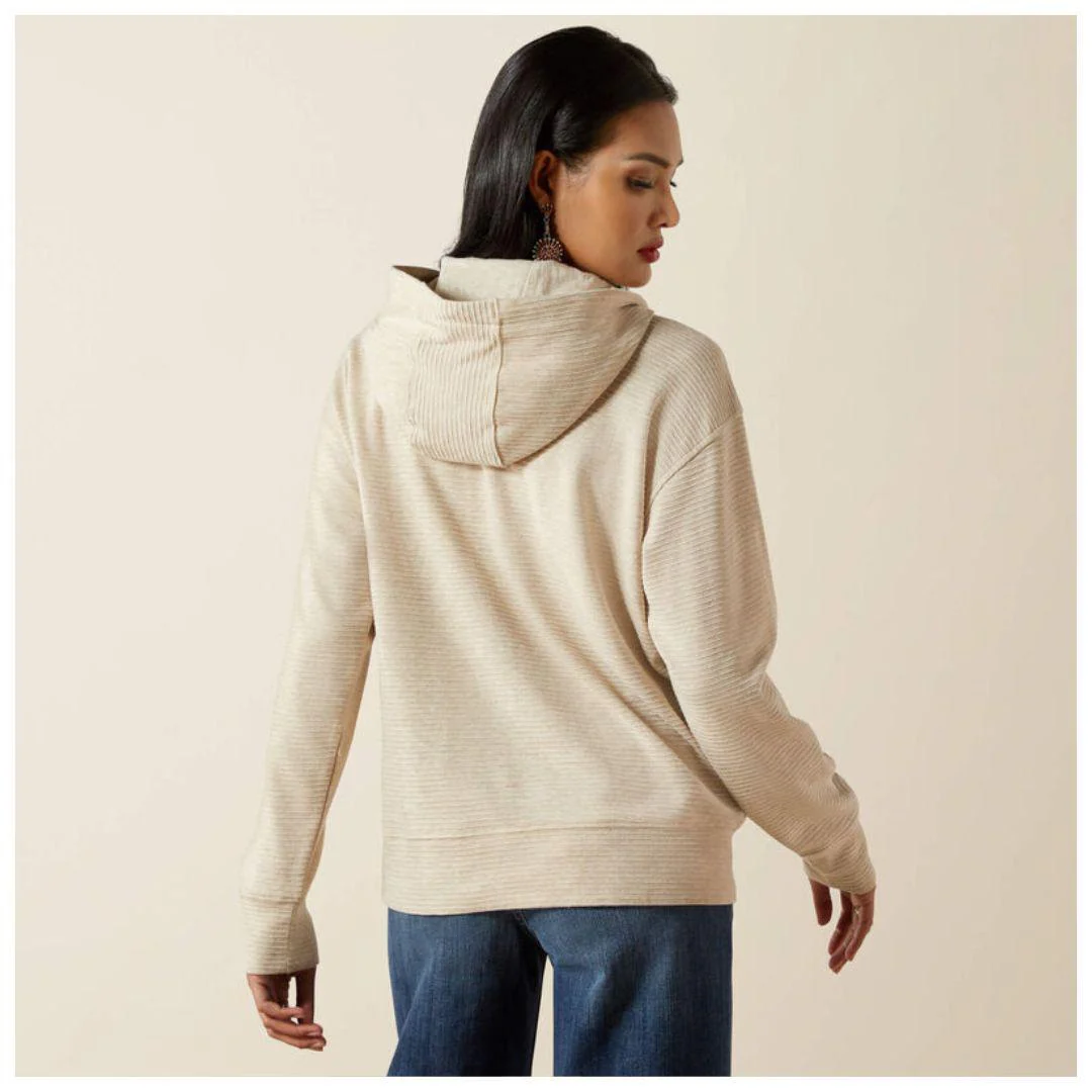 Ariat Women's Ottoman Hoodie - OATMEAL HEATHER - Image 2