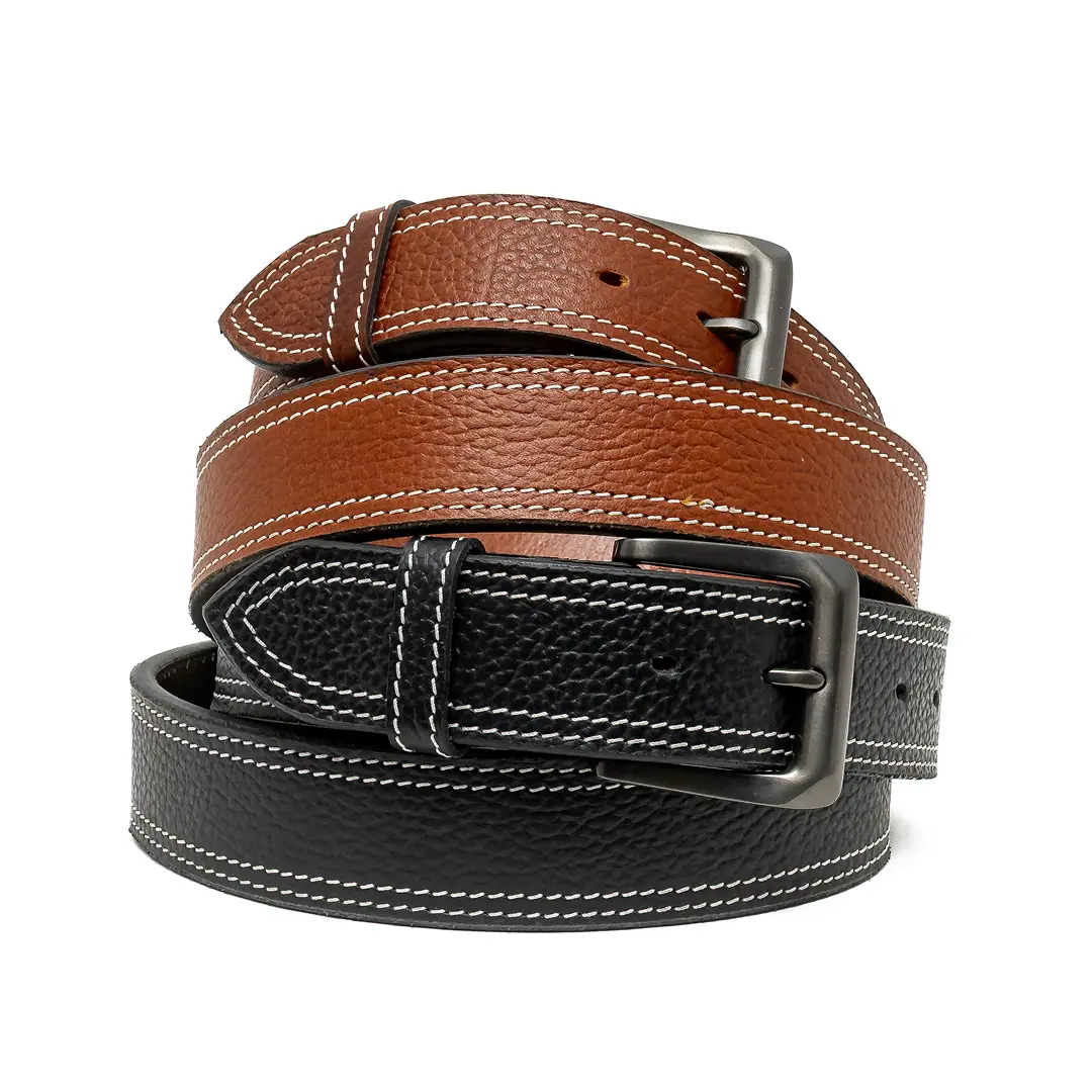 ASF Leathers Men's Pebbled Solid Colour Belt - Image 12