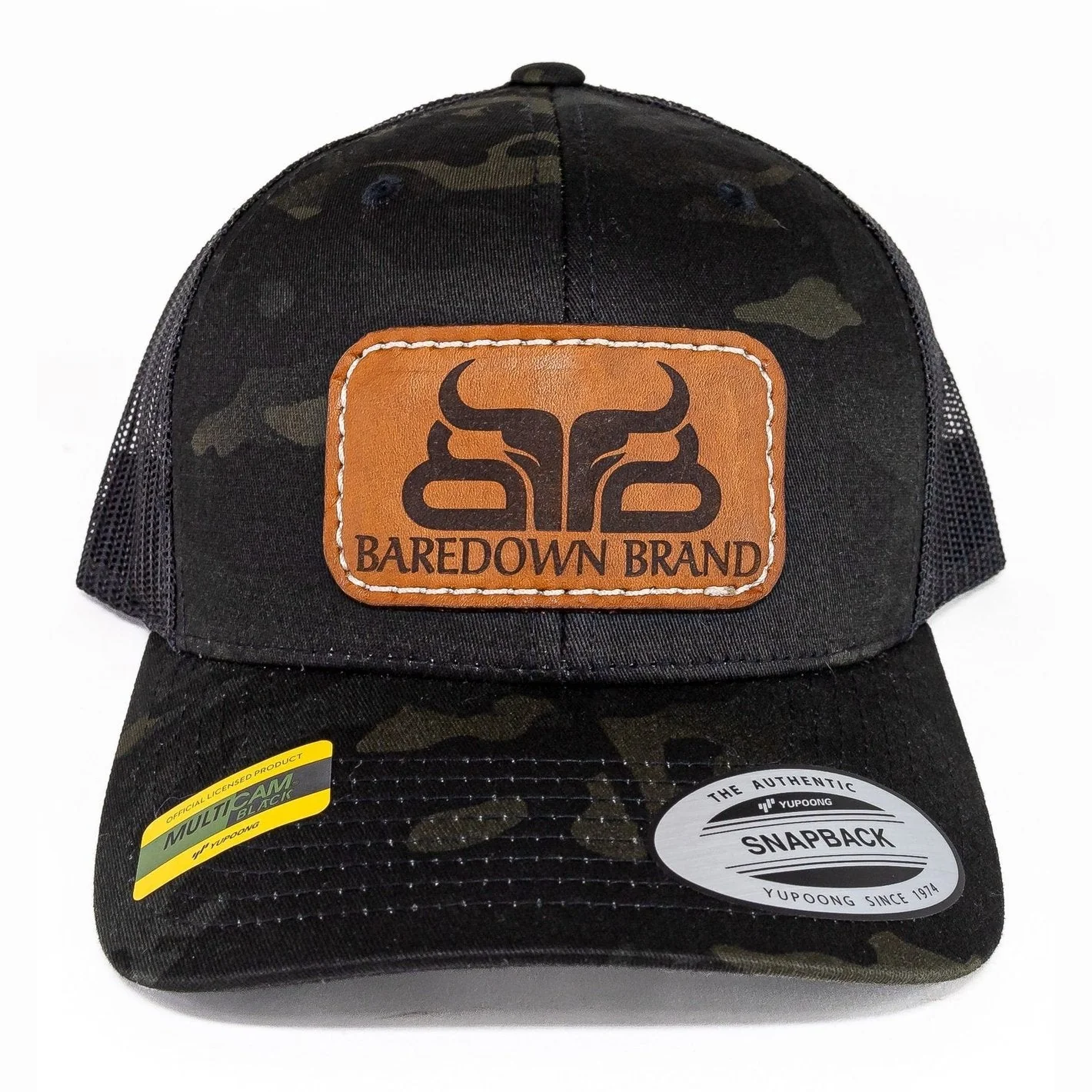 Baredown Brand Unisex Camo Leather Patch Cap
