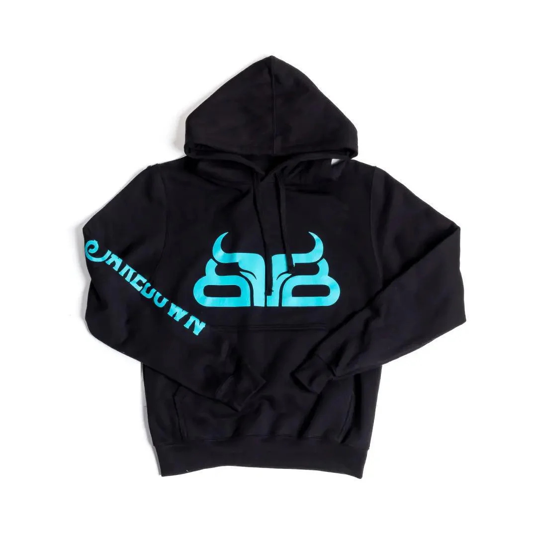 Baredown Brand Hoodie Cow Poke Teal Logo - Image 4