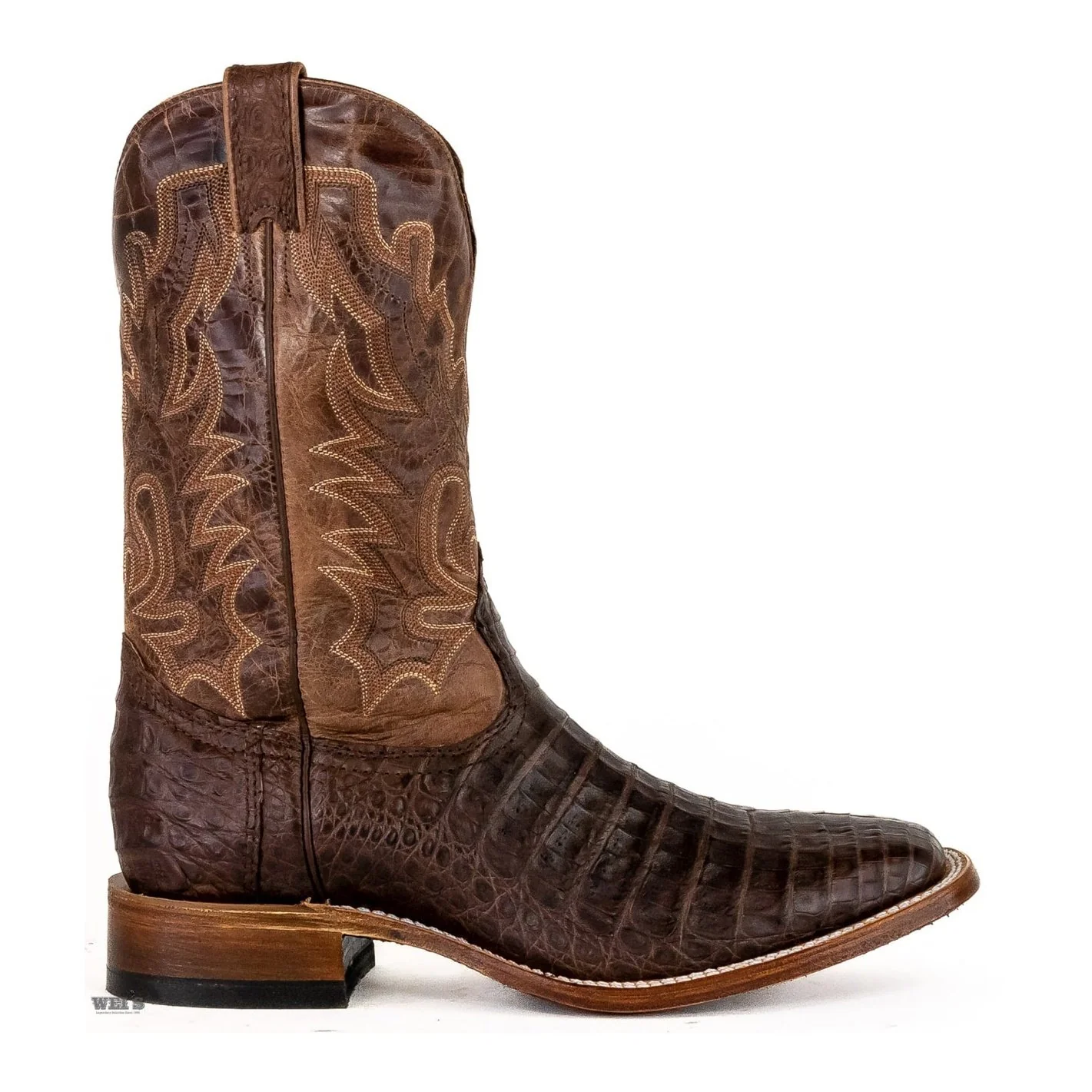 Boulet Men's Cowboy Boots 12" Exotic Caiman Belly Wide Square Toe 7533 - Image 6