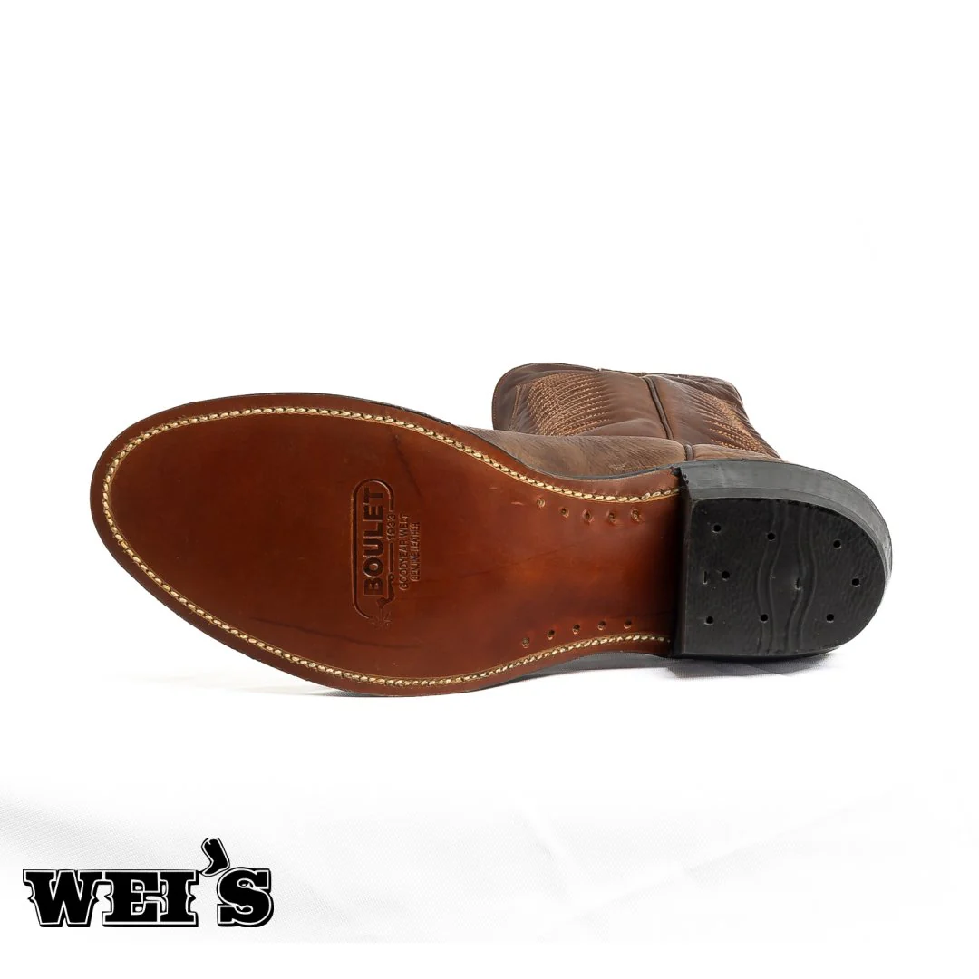 Boulet Men's Cowboy Boots 13" Oiled Taurus Bullhide Cowboy Heel R Toe - Image 3