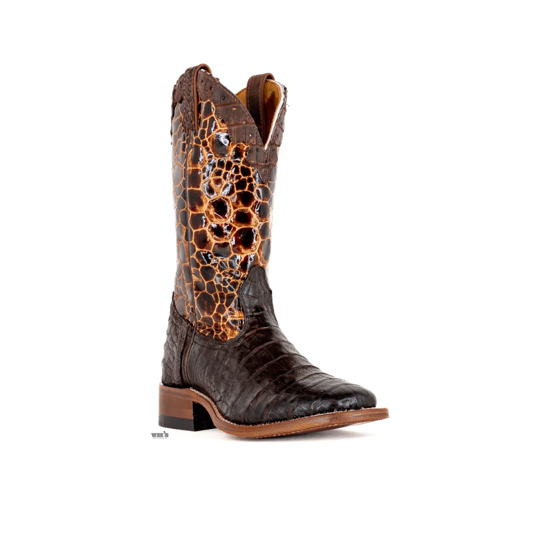 Boulet Women's Cowgirl Boots 11" Exotic Caiman Faux Sea Turtle Wide Square Toe - Image 5