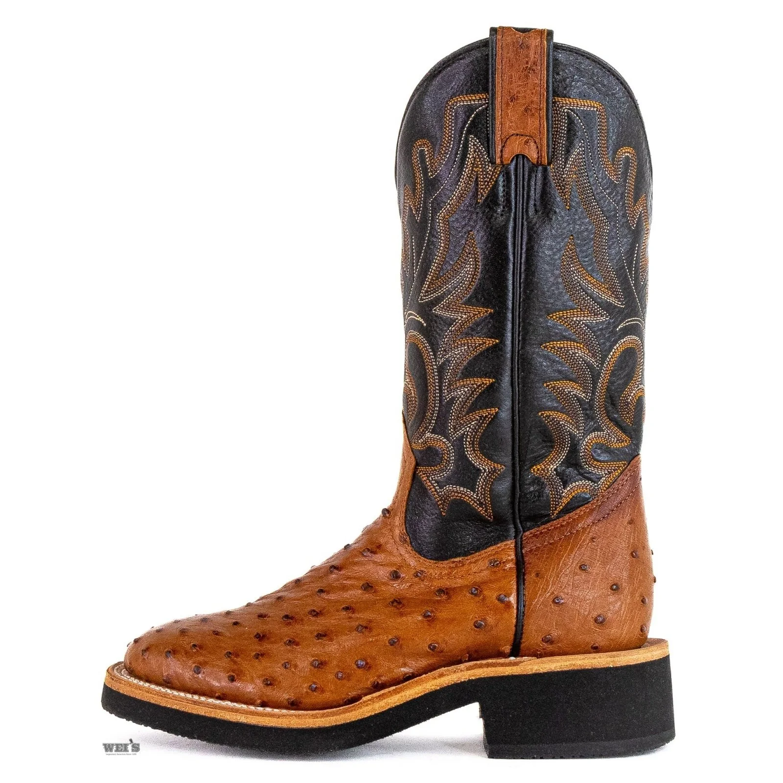 Boulet Women's Cowgirl Boots 11" Exotic Ostrich U Toe Roper Heel Crepe Sole 2309 - Image 2
