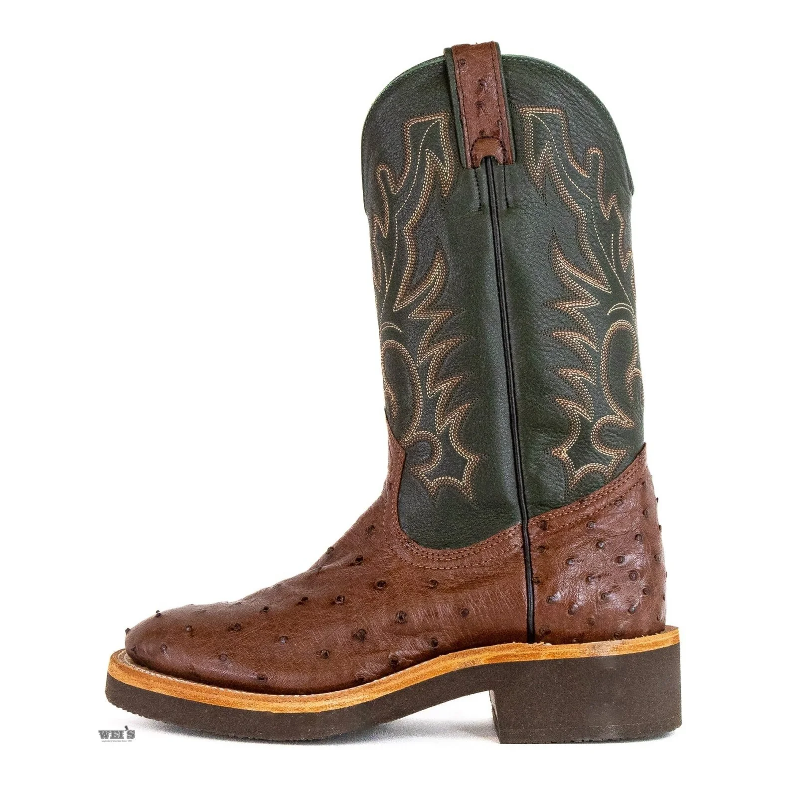 Boulet Women's Cowgirl Boots 11" Exotic Ostrich U Toe Roper Heel Crepe Sole 2307 - Image 2