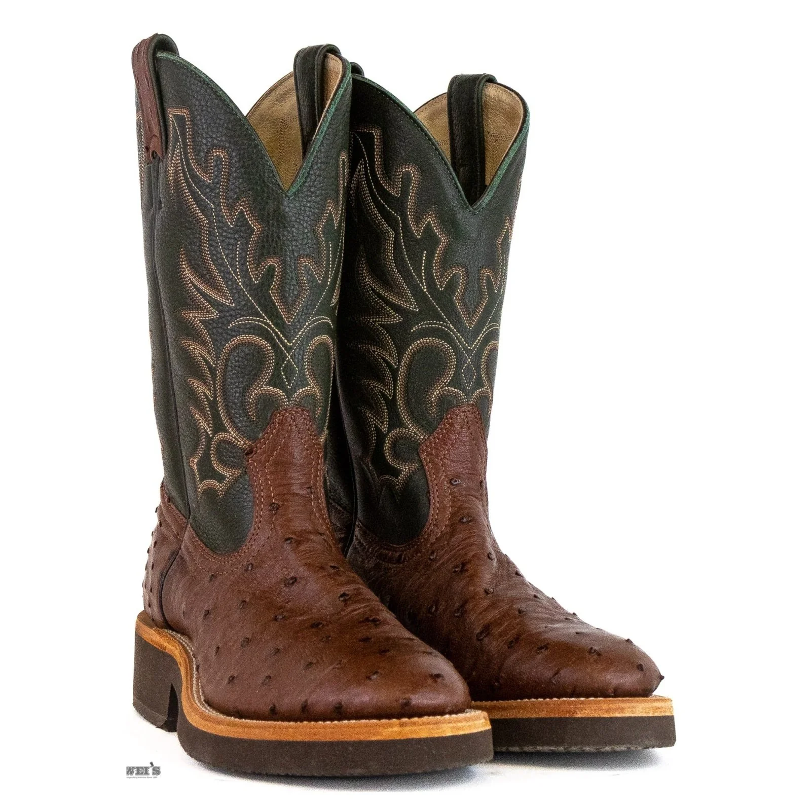 Boulet Women's Cowgirl Boots 11" Exotic Ostrich U Toe Roper Heel Crepe Sole 2307 - Image 3