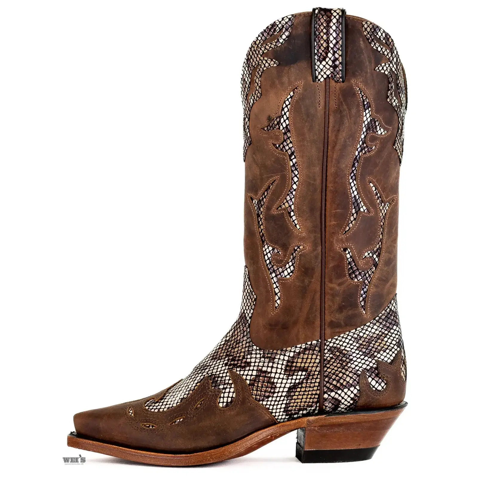 Boulet Women's Cowhide Faux Snake Print Cowboy Boot -Clearance - Image 3