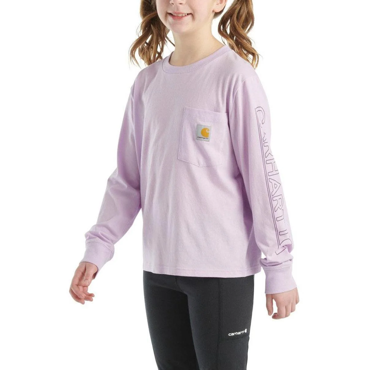 Carhartt Girl's Long-Sleeve Graphic Pocket T-Shirt Petal - Image 2