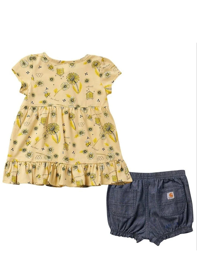 Carhartt Infant & Toddlers Girl’s Set Short Sleeve Printed Dress & Diaper Cover- Clearance - Image 2