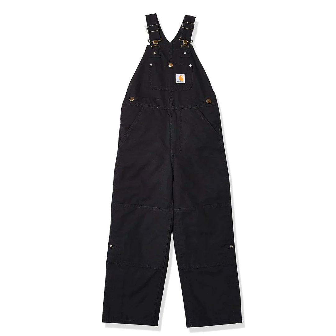 Carhartt Kid's Duck Quilt Lined Bib Overalls Black - Image 9