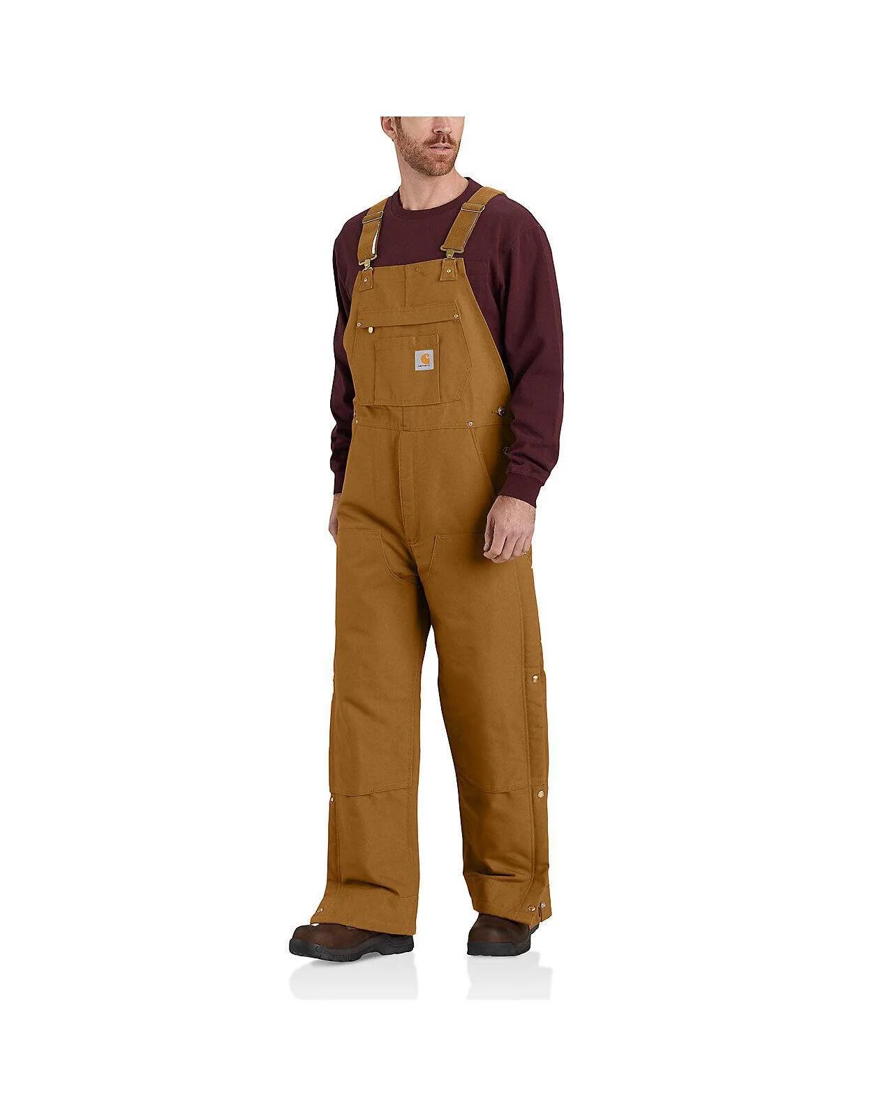 Carhartt Men's Loose Fit Firm Duck Insulated Bib Overall Warm 2 Rating - Image 2