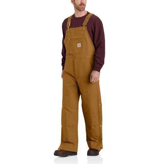 Carhartt Men's Loose Fit Firm Duck Insulated Bib Overall Warm 2 Rating - Image 20