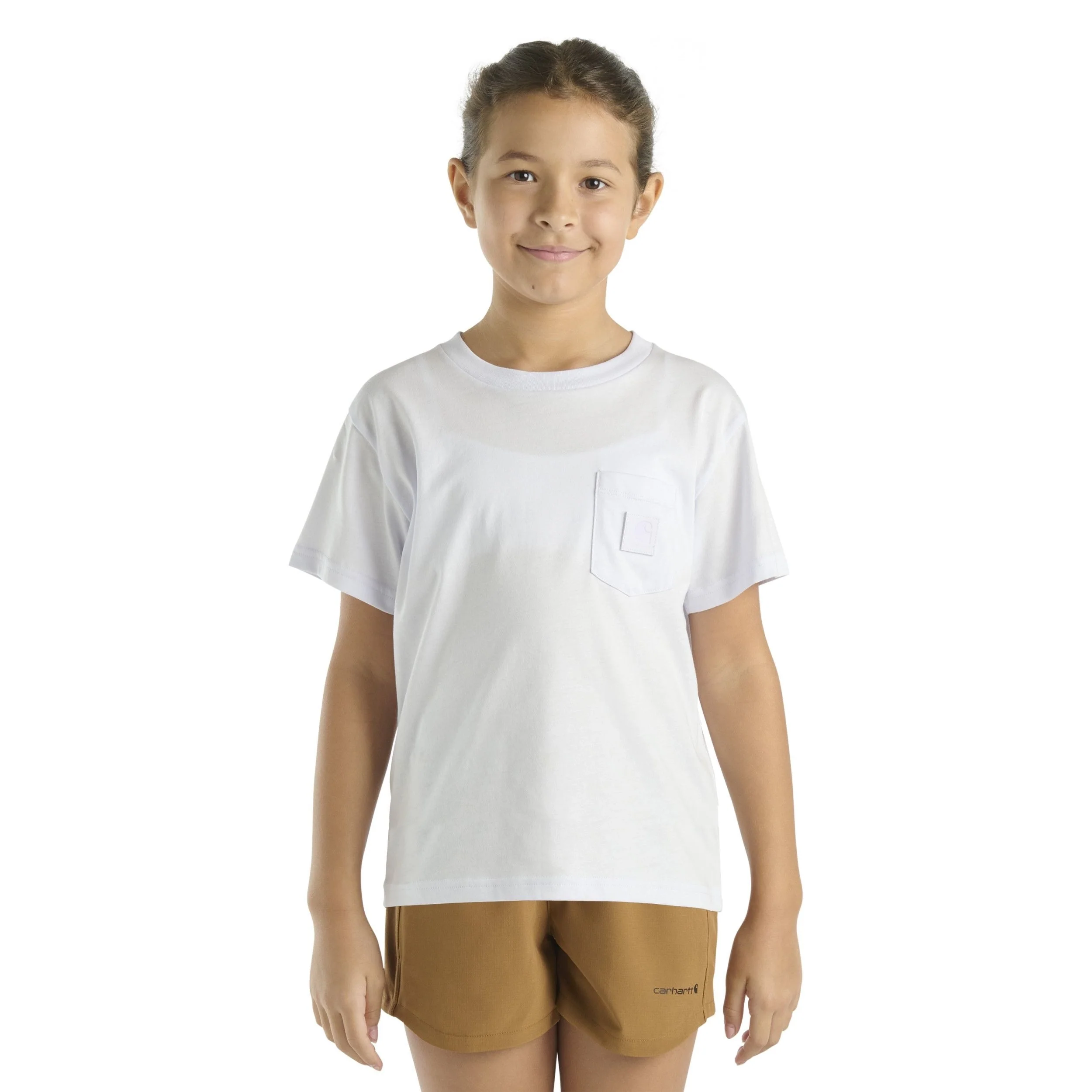Carhartt Toddler Girl's Short Sleeve Patch Pocket Shirt In Pastel Purple