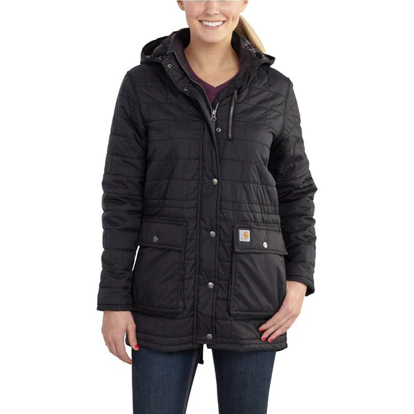 Carhartt Women's Amoret Jacket Black Flannel Lined Hood - Image 4
