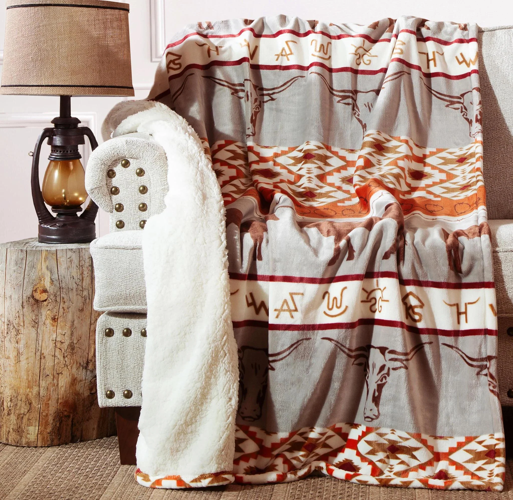 Carstens Longhorn Plush Sherpa Throw