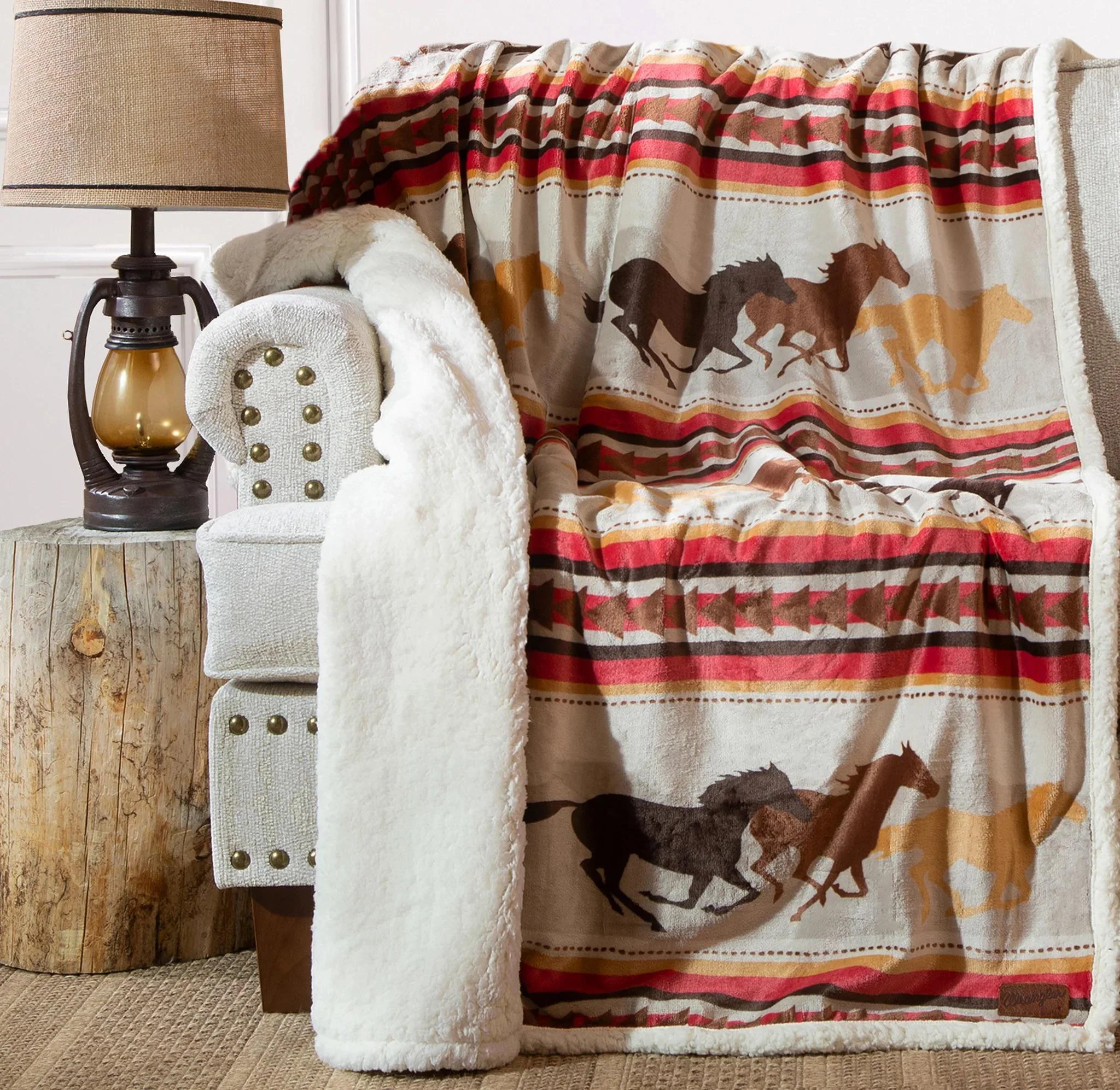 Carstens Wrangler® Running Horse Plush Sherpa Throw