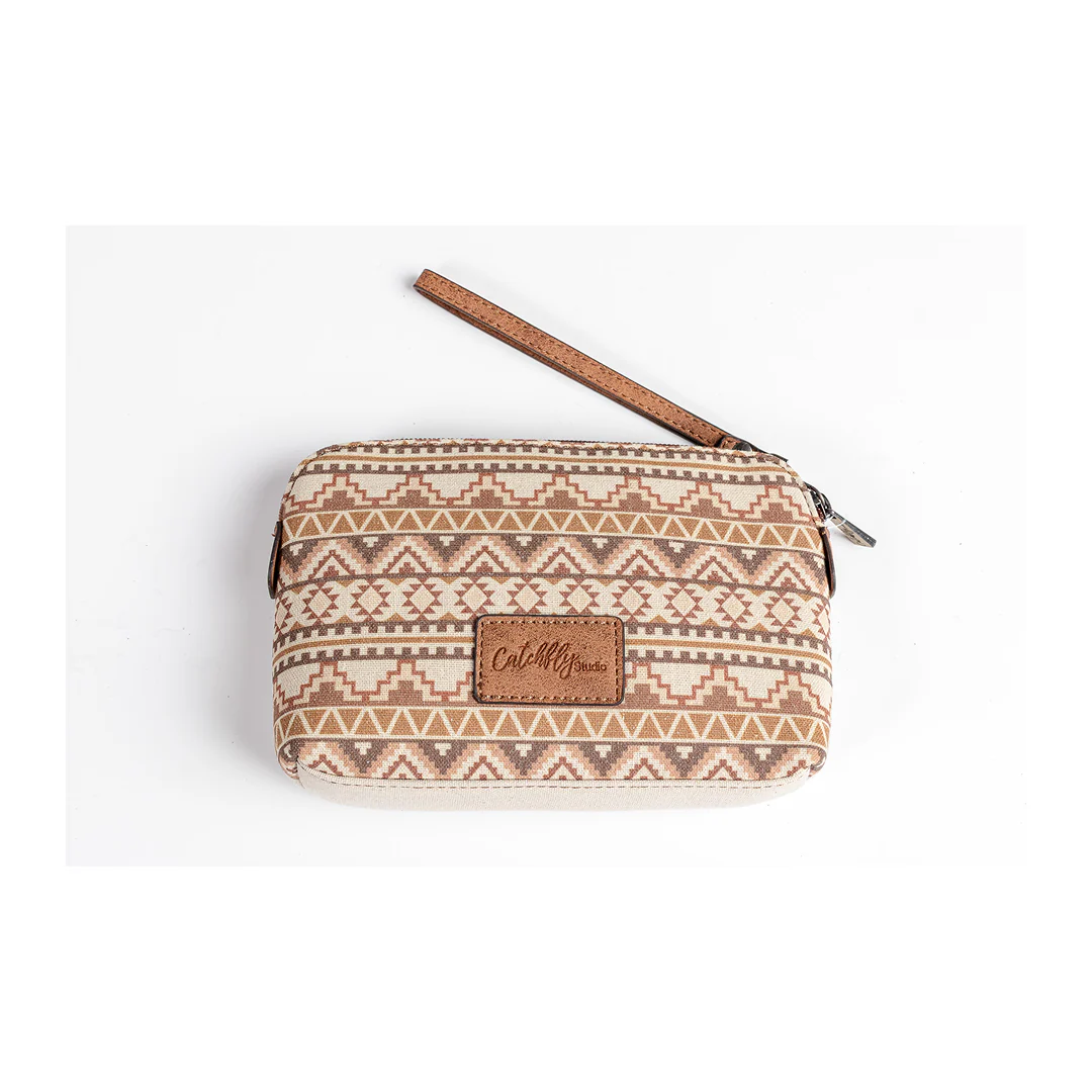 Catchfly Women's Cosmetic Pouch Canvas Cow Skull With Feathers - Image 2