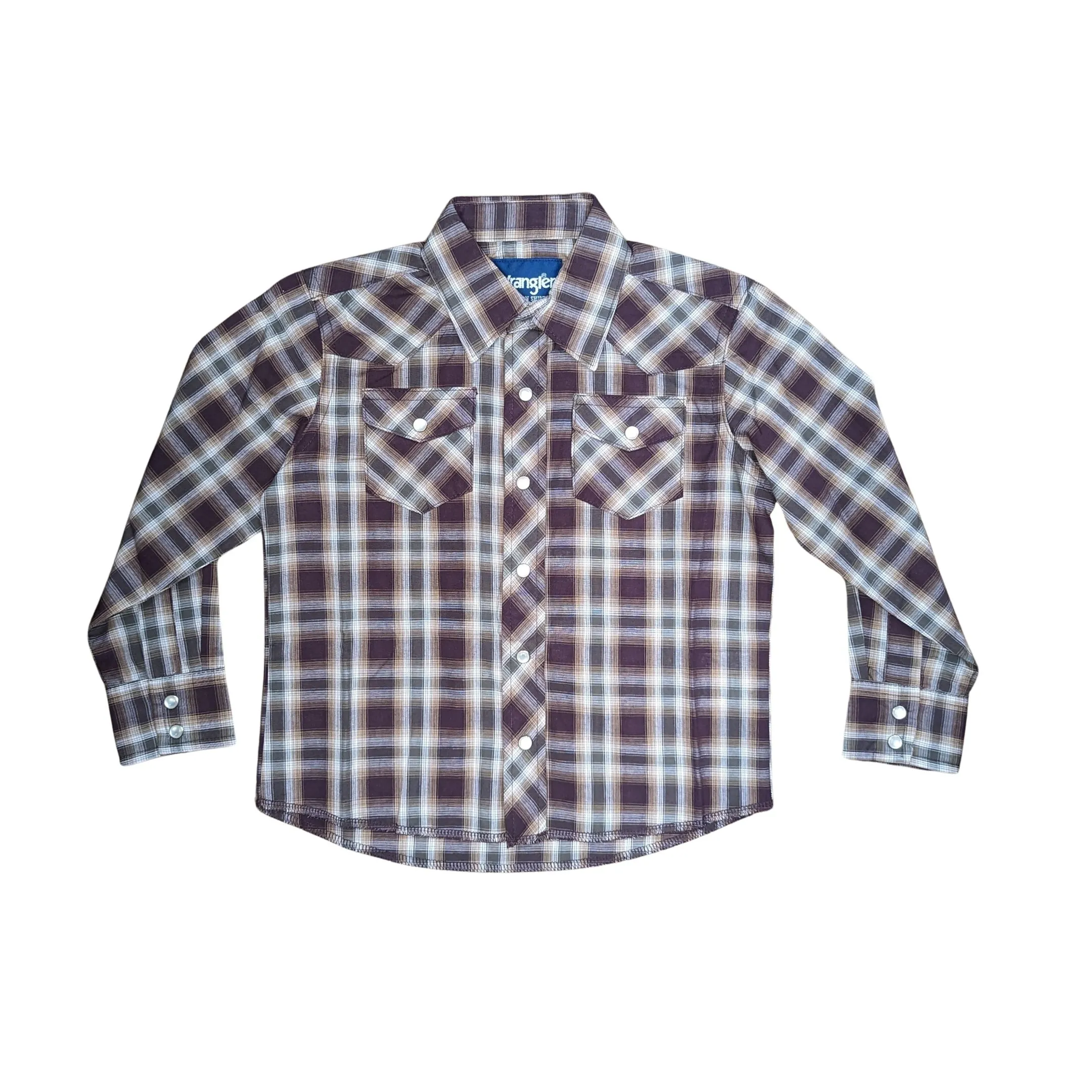 Wrangler Boy's Assorted Long sleeve Western Plaid Shirts - Image 2