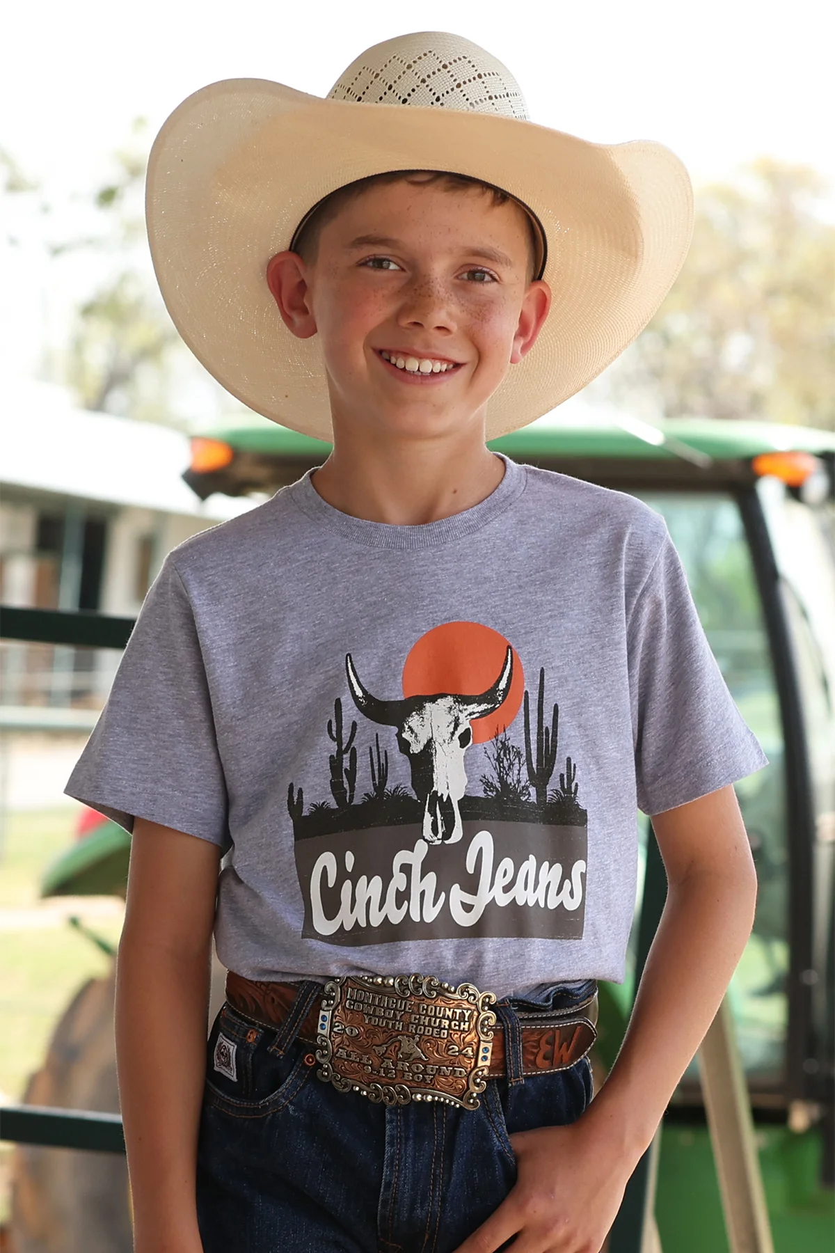 Cinch Boy's Short Sleeve Shirt In Grey