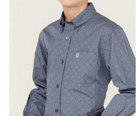 Cinch Boy's Medallion Print Western Long Sleeve Button Down Match With Dad- CLEARANCE - Image 2