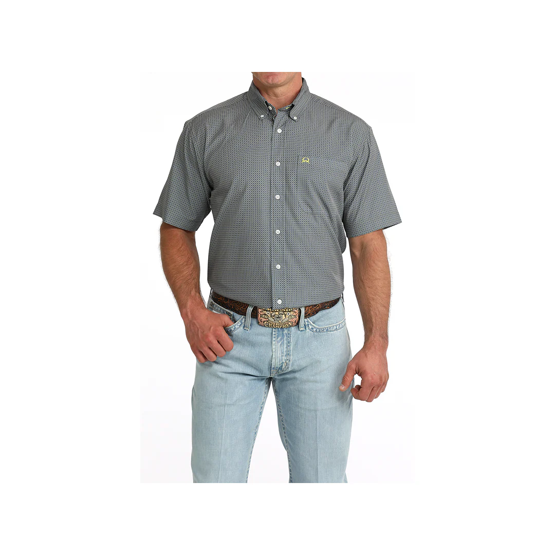 Cinch Men's ArenaFlex Geometric Print Short Sleeve Button Down Western Shirt
