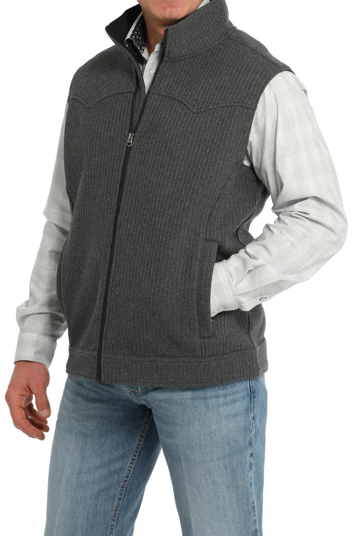 Cinch Men's Bonded Wooly Vest - Charcoal/Khaki