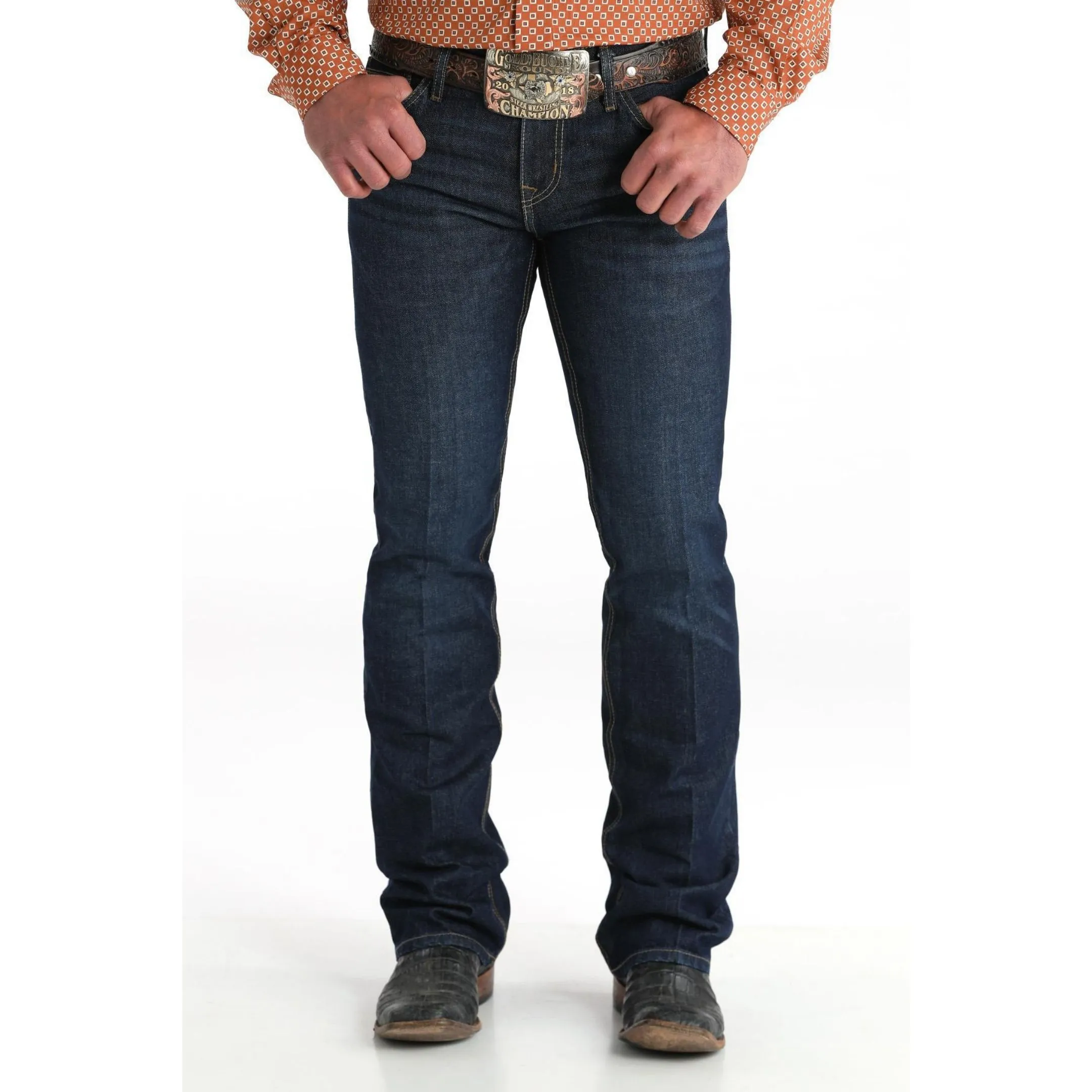 Cinch Men's Ian Dark Wash Slim Bootcut Rigid Denim Jeans