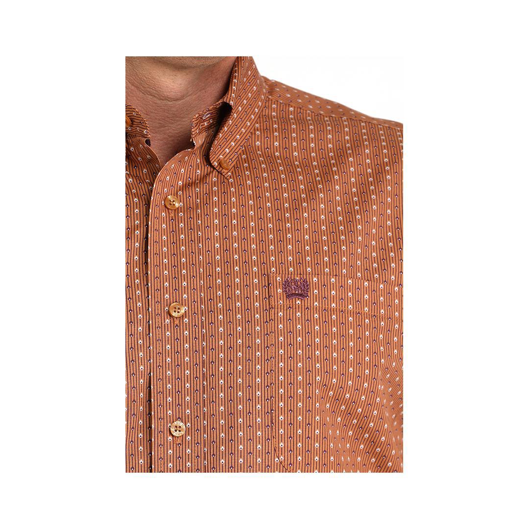 Cinch Men's Long Sleeve Button Down Shirt Rust w/ Pattern - Image 3