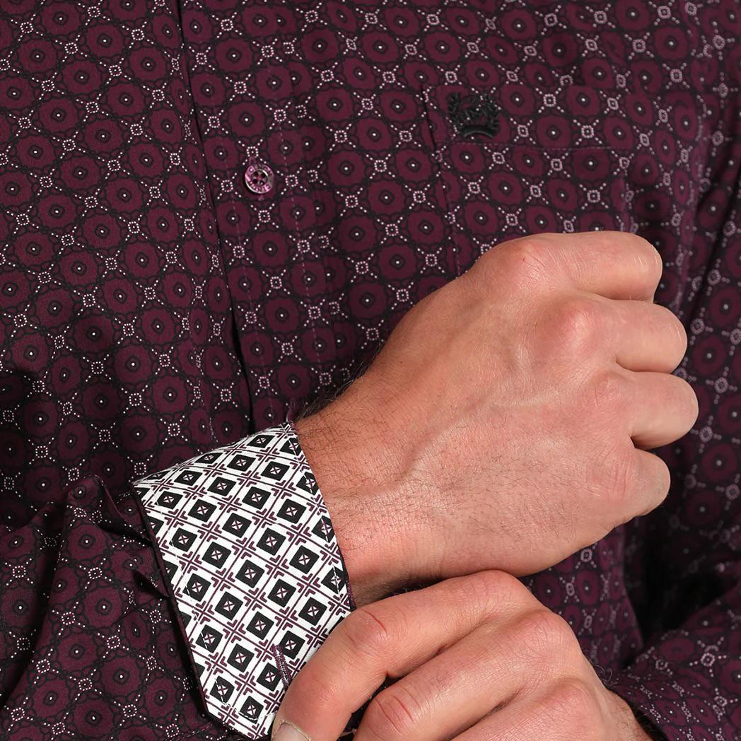 Cinch Men's Purple Geo Print Shirt - Image 2