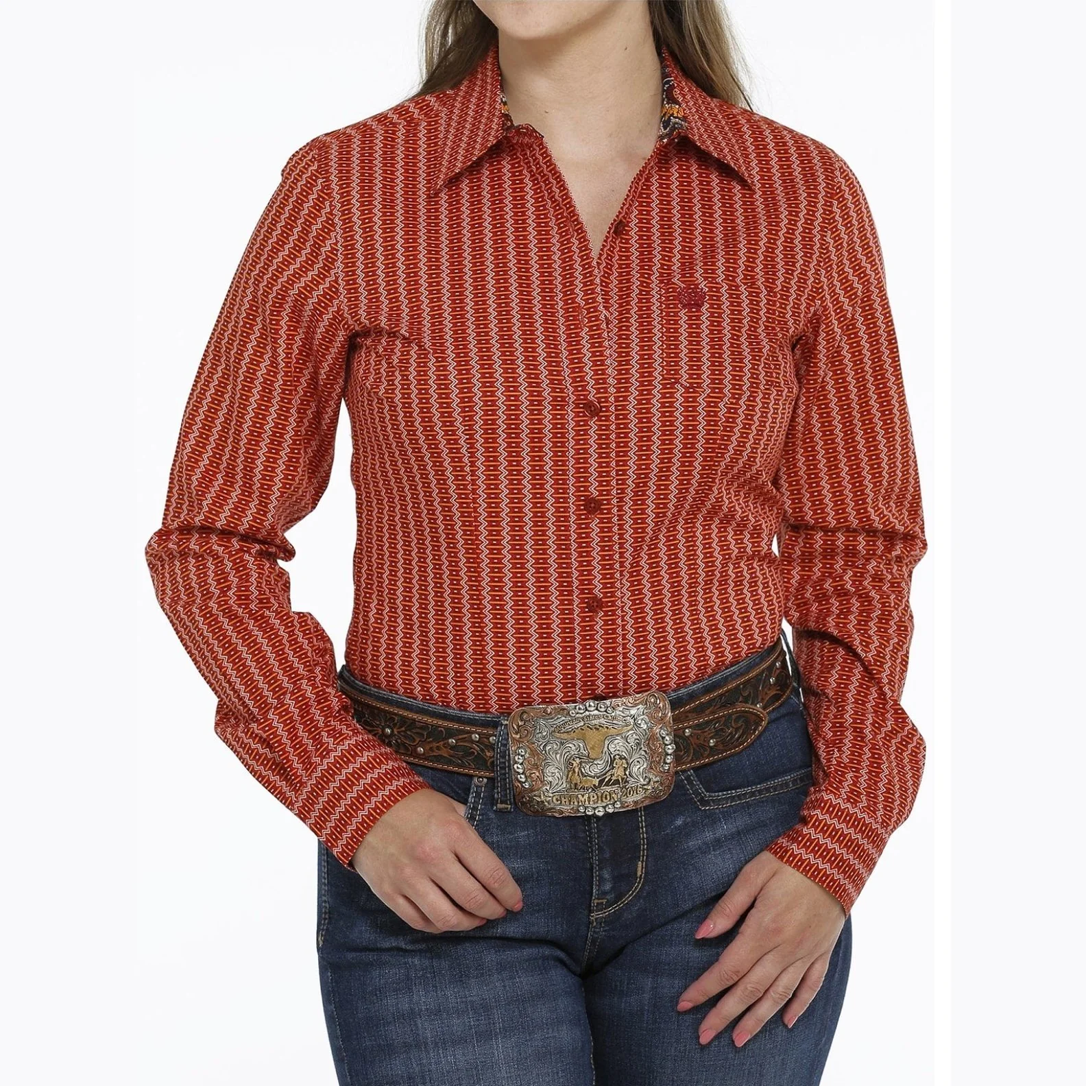 Cinch Women’s Shirt Western Button Down Orange - Clearance - Image 2