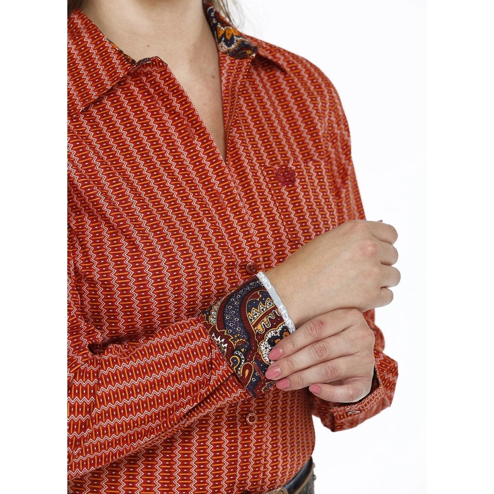 Cinch Women’s Shirt Western Button Down Orange - Clearance - Image 3