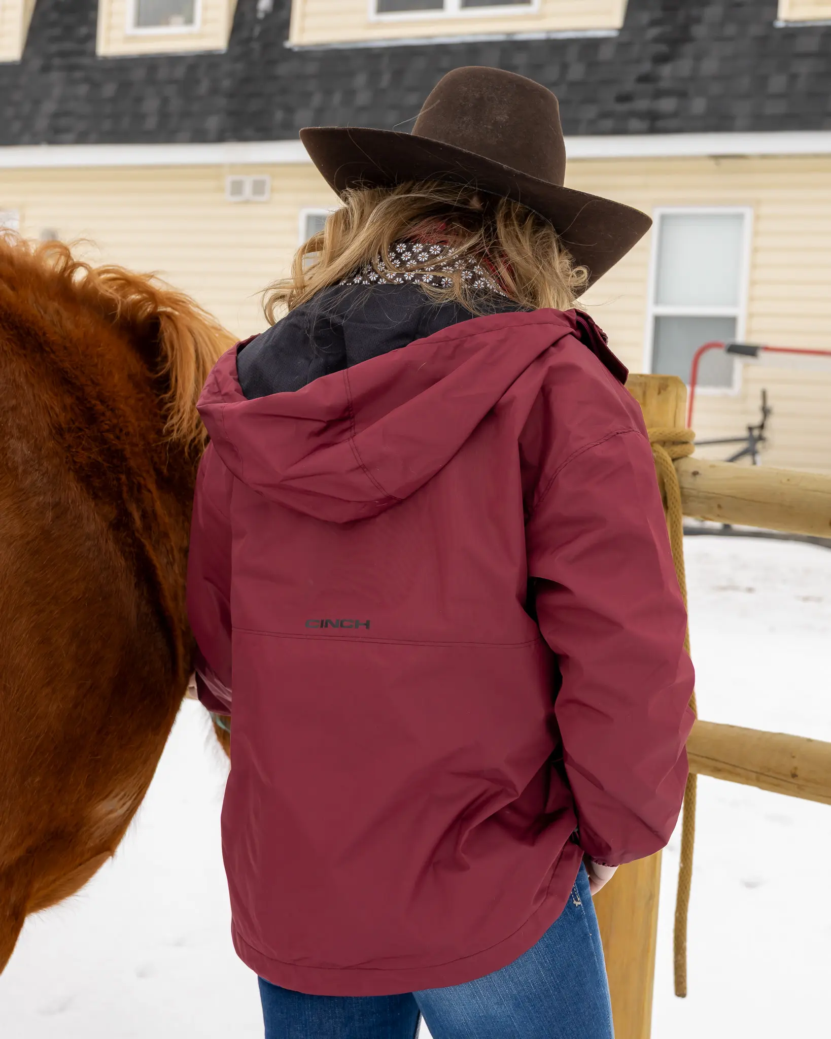 Cinch Women's Rain Jacket Burgundy - Image 6