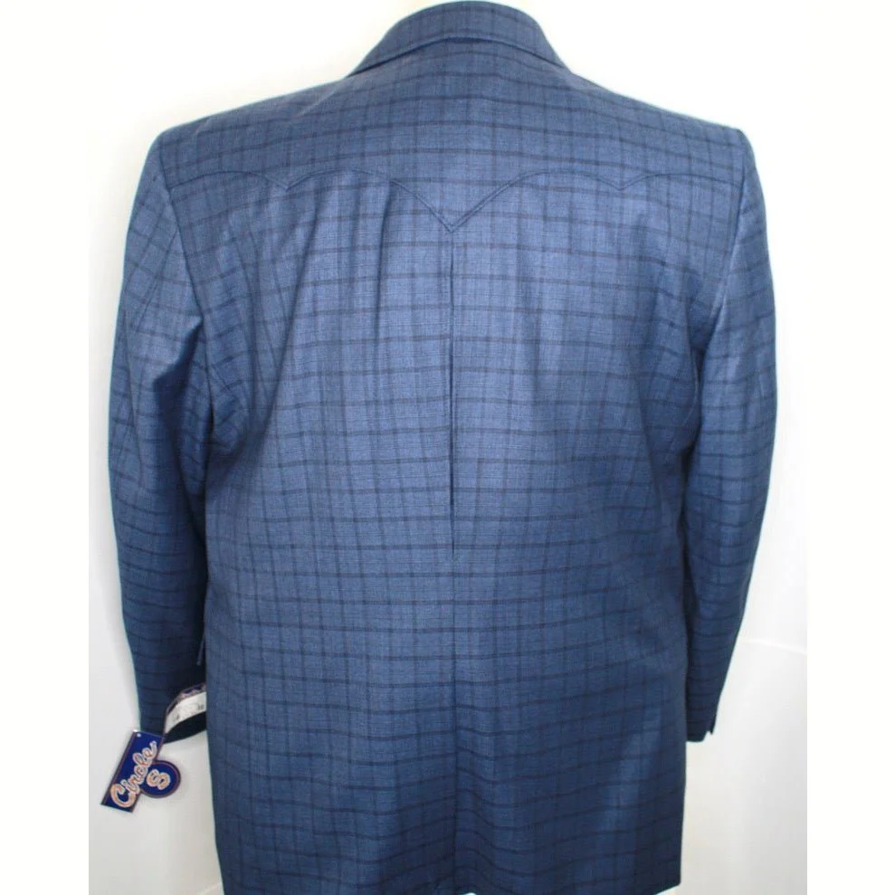 Circle S Men's Sport Jacket Blue Check Ft. Worth - Image 3