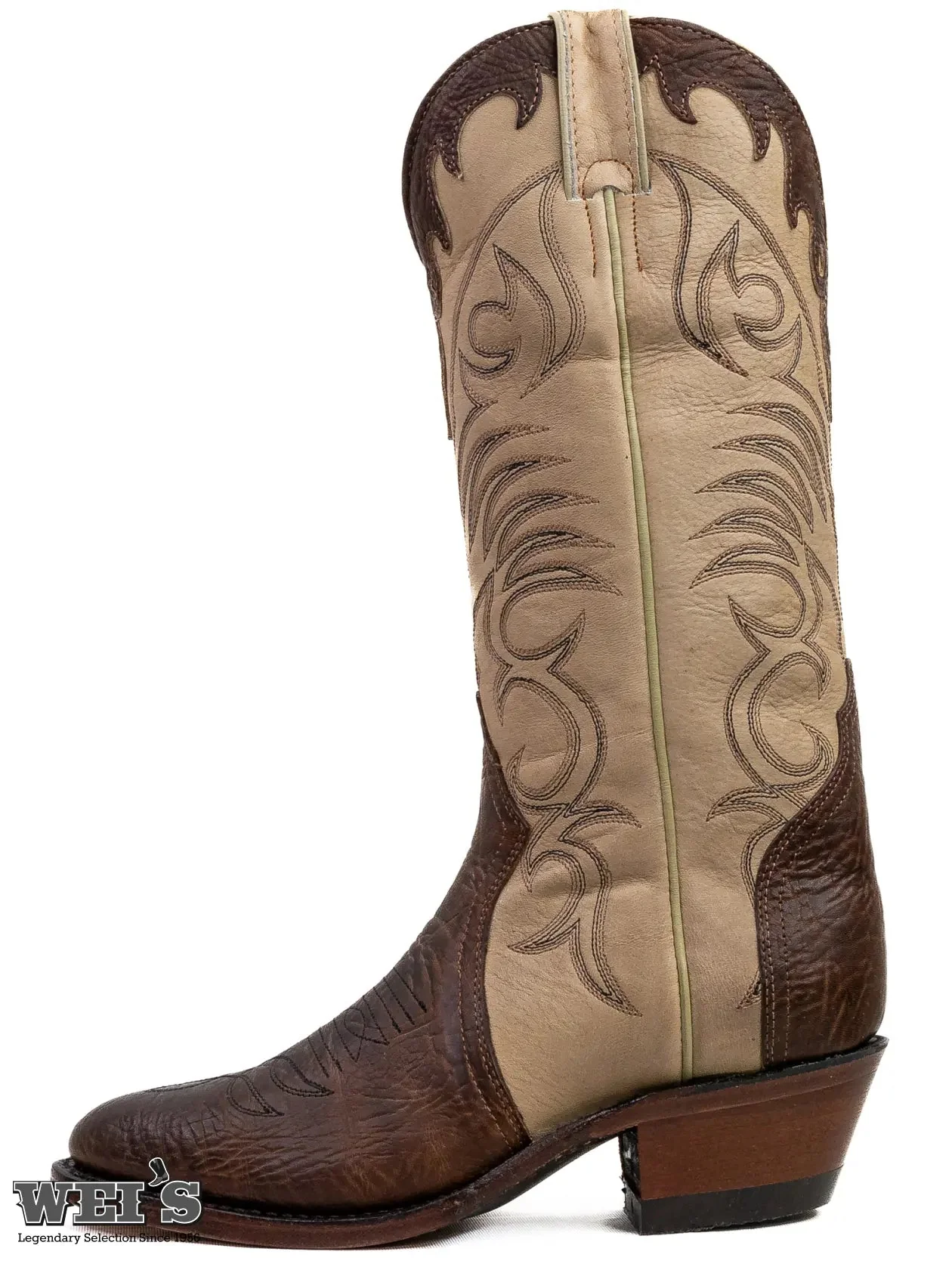Boulet Women's Cowgirl Boots 11" Tri-Colour Cowhide Cowboy Heel R Toe 4568 - Image 2