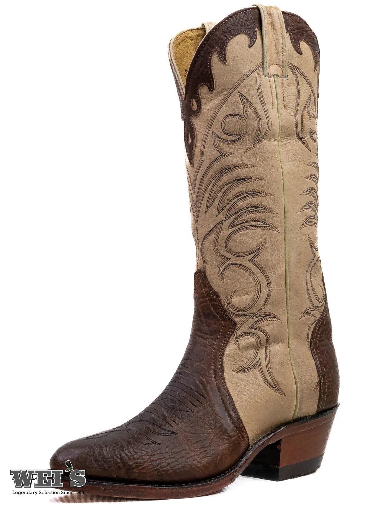 Boulet Women's Cowgirl Boots 11" Tri-Colour Cowhide Cowboy Heel R Toe 4568 - Image 21