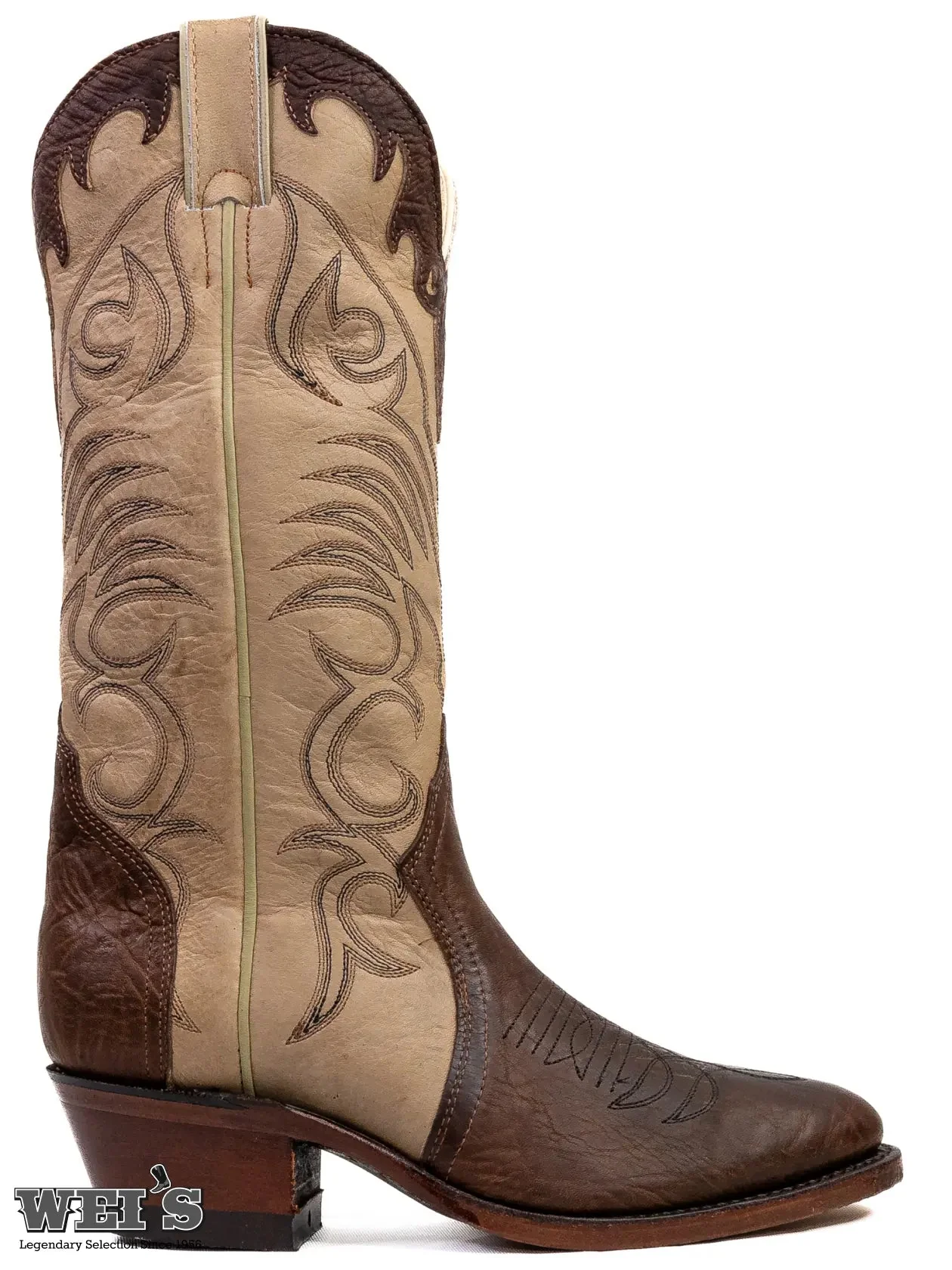 Boulet Women's Cowgirl Boots 11" Tri-Colour Cowhide Cowboy Heel R Toe 4568 - Image 5
