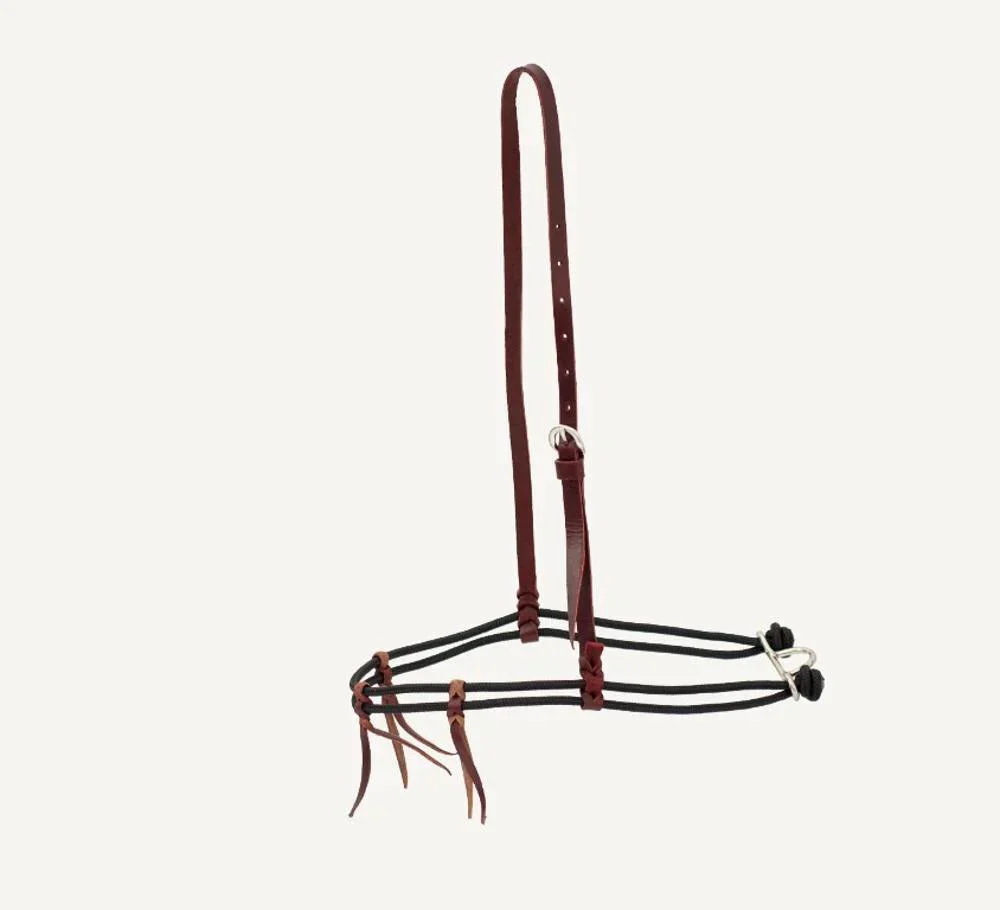 Cowboy Tack Double Diamond Braided Noseband Rope With Latigo Ties Accents