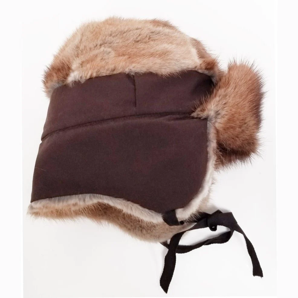 Crown Cap Unisex Hat Jockey Style Muskrat Fur - Image 2