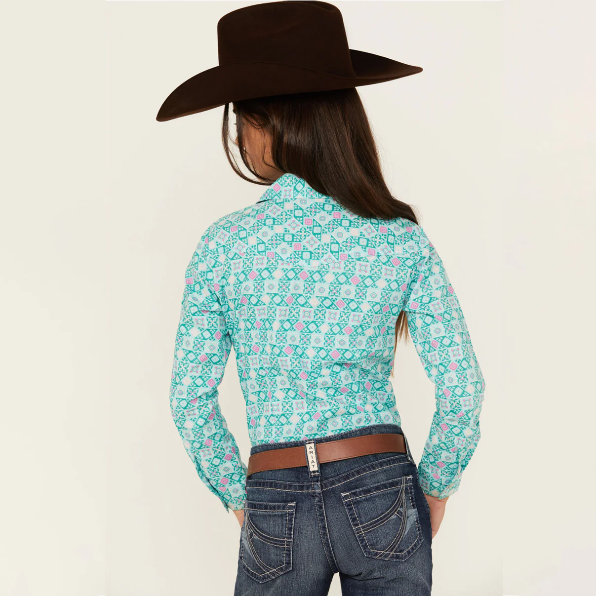 Cruel Girl's Turquoise Print Button Up Long Sleeve Western Shirt-CLEARANCE - Image 5