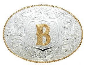 Crumrine Youth Gold Rope Edge Buckle - Gold Initial Motif - Image 12