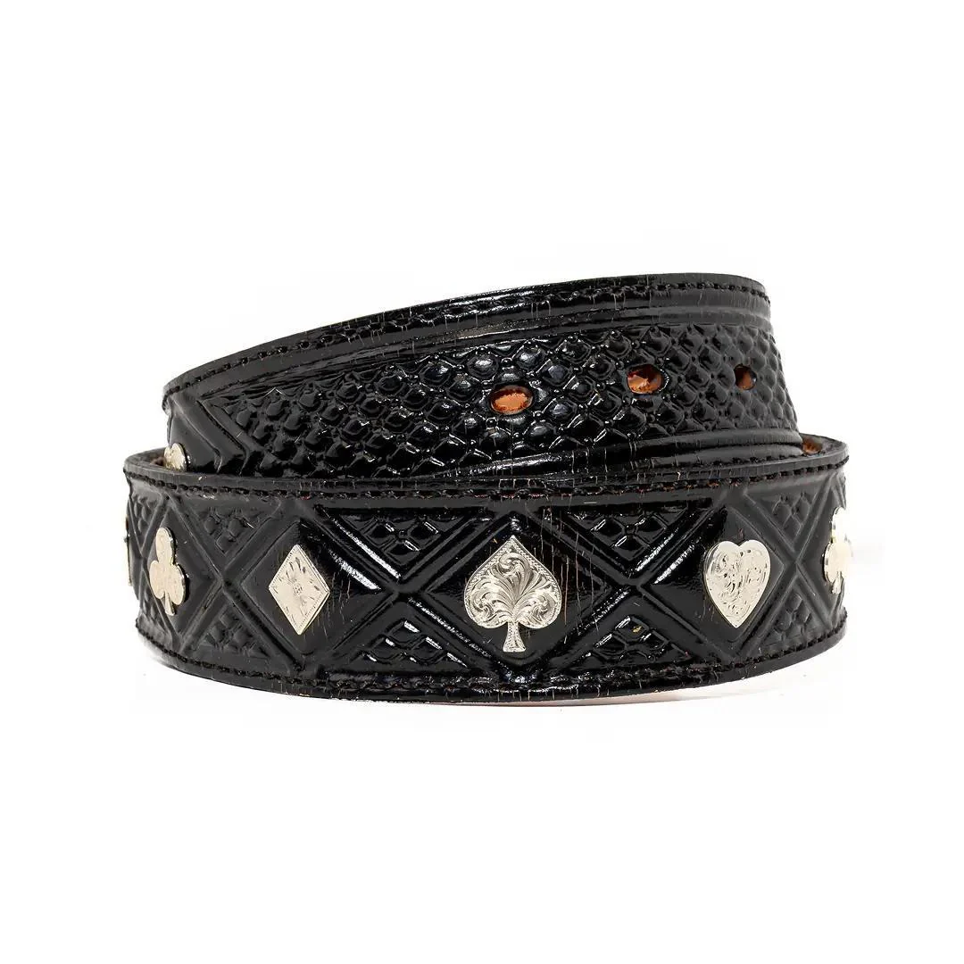 Double J "High Stakes" Black Leather Belt No Buckle