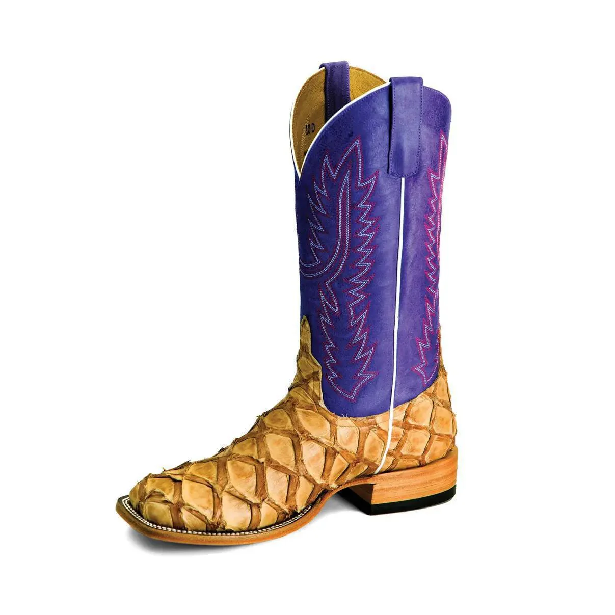 Horse Power Men's Exotic Cowboy Boots Big Bass Purple Wipeout Leather - Image 6