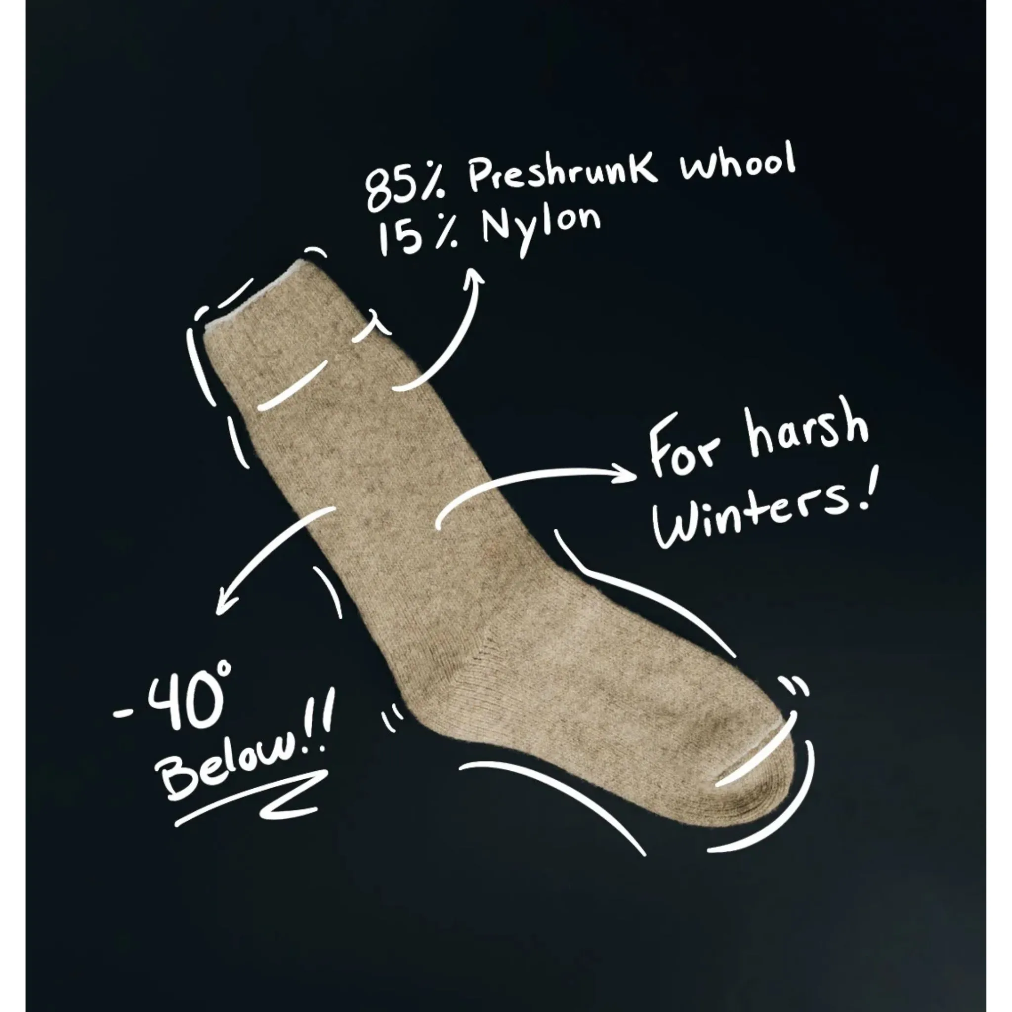 J.B. Field's Unisex Icelandic 40 Below Arctic Trail Wool Thermal Sock - Image 4